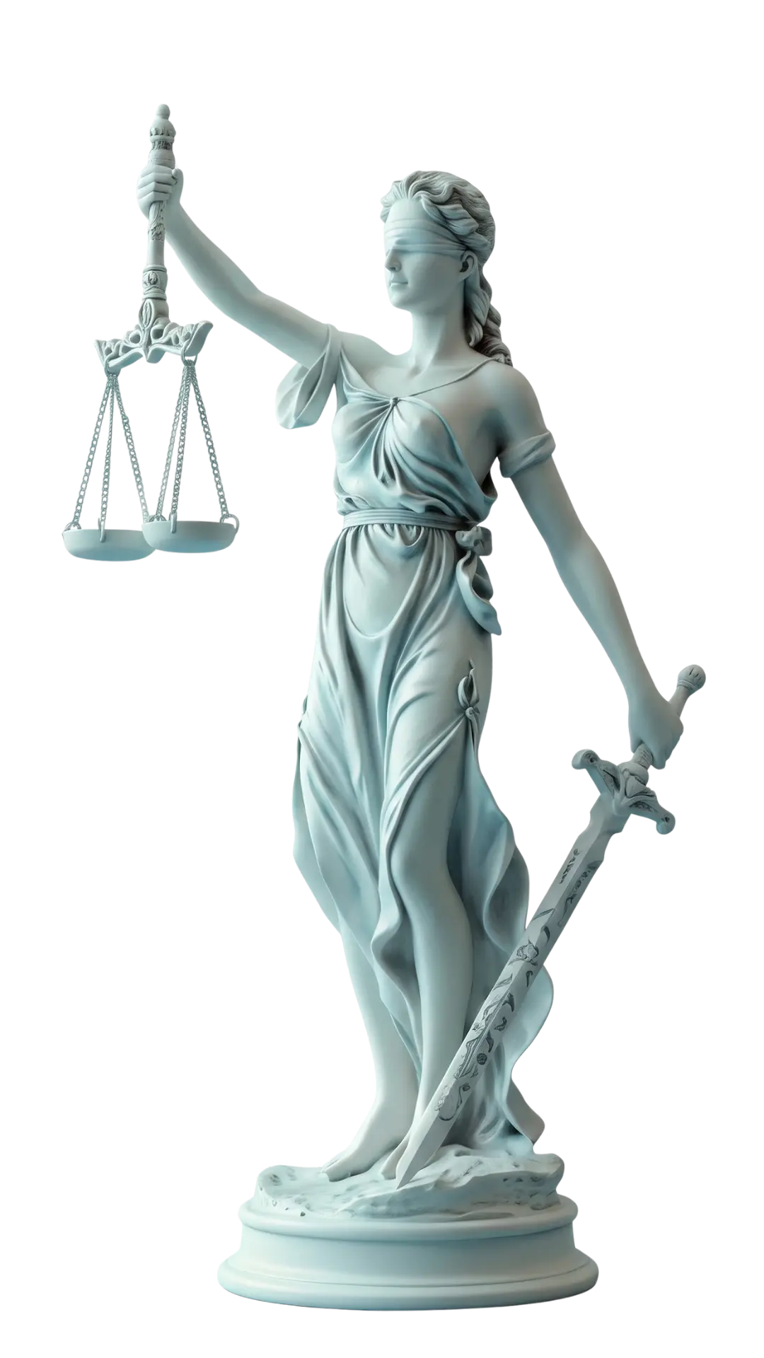 Escultura da Justiça em composição decorativa